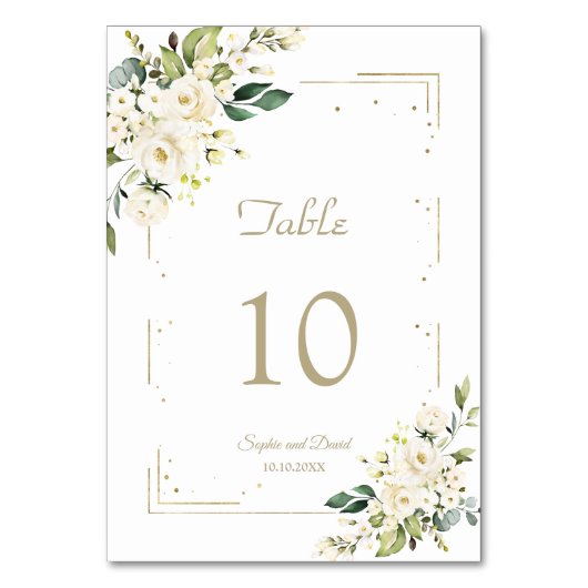 Numéro De Table Élégant blanc Fleurs de crème Mariage Parties scin (Dos)