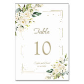 Numéro De Table Élégant blanc Fleurs de crème Mariage Parties scin (Par défaut)