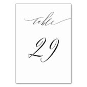 Numéro De Table Élégant blanc noir moderne Script n° 29 Mariage (Dos)