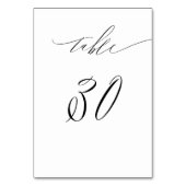 Numéro De Table Élégant blanc noir moderne Script n° 30 Mariage (Par défaut)