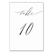 Numéro De Table Élégant blanc noir moderne Script No 10 Mariage (Dos)