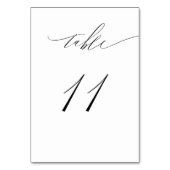 Numéro De Table Élégant blanc noir moderne Script No 11 Mariage (Dos)