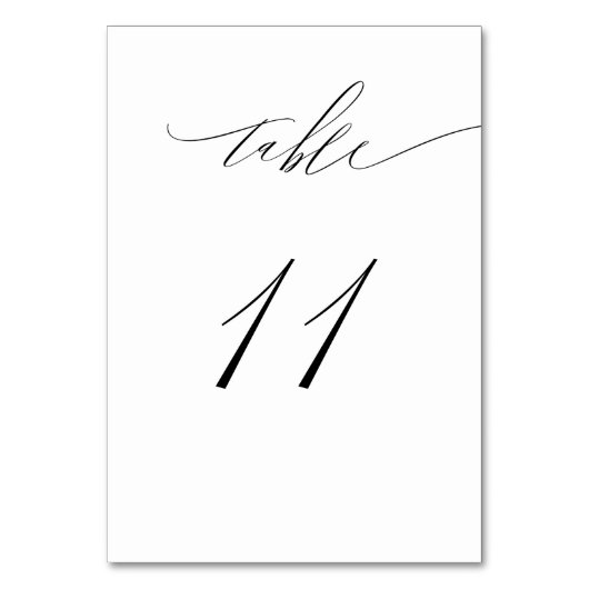 Numéro De Table Élégant blanc noir moderne Script No 11 Mariage (Dos)