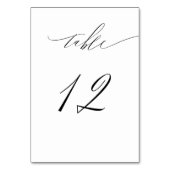 Numéro De Table Élégant blanc noir moderne Script No 12 Mariage (Dos)