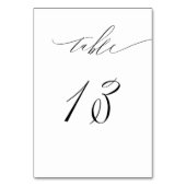 Numéro De Table Élégant blanc noir moderne Script No 13 Mariage (Dos)