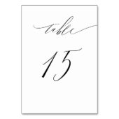 Numéro De Table Élégant blanc noir moderne Script No 15 Mariage (Dos)
