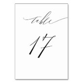 Numéro De Table Élégant blanc noir moderne Script No 17 Mariage (Dos)