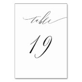 Numéro De Table Élégant blanc noir moderne Script No 19 Mariage (Dos)
