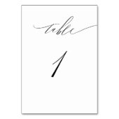 Numéro De Table Élégant blanc noir moderne Script No 1 Mariage (Dos)