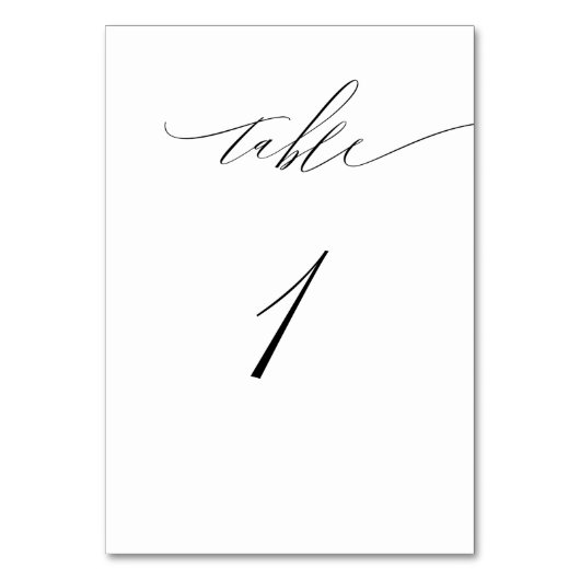 Numéro De Table Élégant blanc noir moderne Script No 1 Mariage (Par défaut)