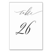Numéro De Table Élégant blanc noir moderne Script No 26 Mariage (Dos)