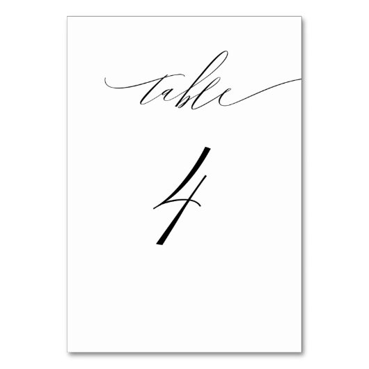 Numéro De Table Elégant blanc noir moderne Script No 4 Mariage (Par défaut)