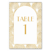 Numéro De Table Elégant Blanc Or Géométrique Mariage Art Déco (Dos)