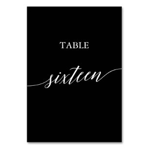 Numéro De Table Élégant blanc sur la calligraphie noire Table Seiz