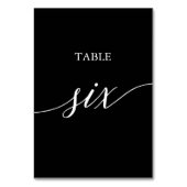 Numéro De Table Élégant blanc sur la calligraphie noire Table Six (Dos)