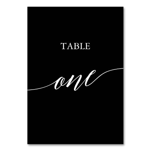 Numéro De Table Élégant blanc sur la calligraphie noire Table Un (Dos)