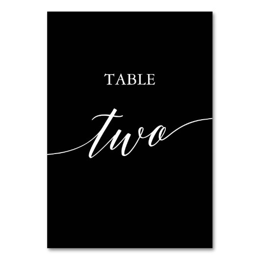 Numéro De Table Élégant blanc sur la calligraphie noire Tableau De (Par défaut)