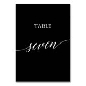 Numéro De Table Élégant blanc sur la calligraphie noire Tableau Se (Dos)
