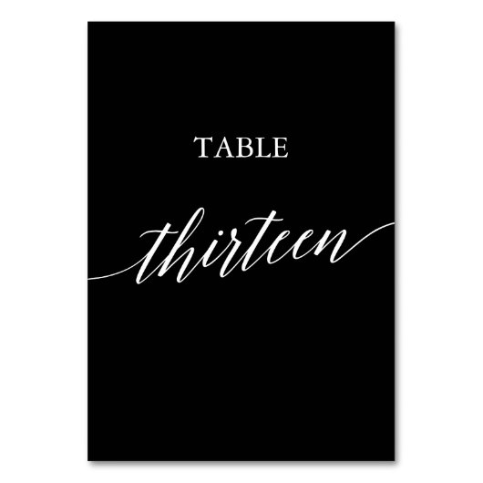 Numéro De Table Élégant blanc sur la calligraphie noire Tableau Tr (Par défaut)