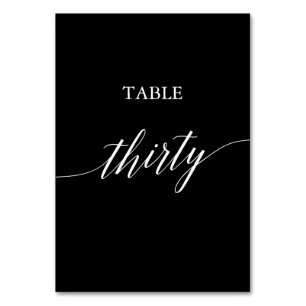 Numéro De Table Élégant blanc sur la table noire numéro Trente