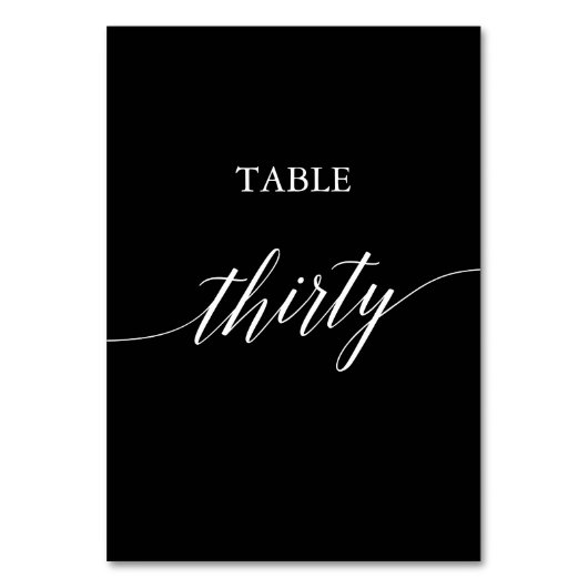 Numéro De Table Élégant blanc sur la table noire numéro Trente (Dos)