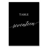 Numéro De Table Elégant blanc sur noir Calligraphie Table Dix-sept (Dos)