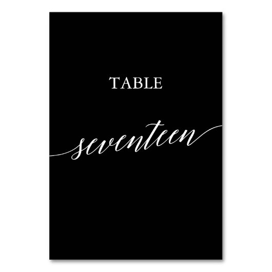 Numéro De Table Elégant blanc sur noir Calligraphie Table Dix-sept (Par défaut)