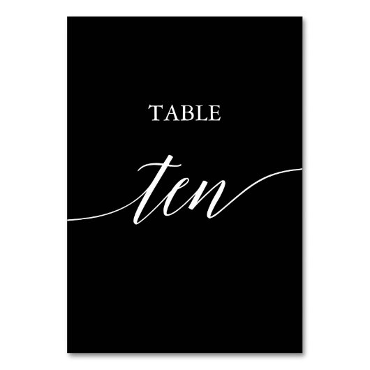 Numéro De Table Élégant blanc sur noir Calligraphie Tableau Dix (Dos)