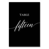 Numéro De Table Elégant blanc sur noir Calligraphie Tableau Quinze (Dos)