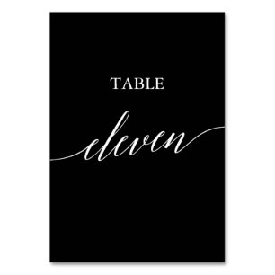 Numéro De Table Élégant blanc sur noir Table de calligraphie Onze