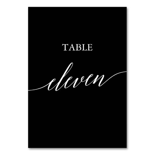 Numéro De Table Élégant blanc sur noir Table de calligraphie Onze (Dos)