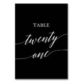 Numéro De Table Élégant blanc sur table noire Vingt et un (Dos)