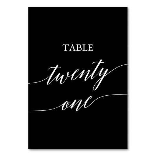 Numéro De Table Élégant blanc sur table noire Vingt et un (Dos)