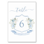 Numéro De Table Elégant bleu blanc Mariage de crête florale (Par défaut)