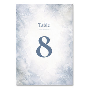 Numéro De Table Élégant bleu brumeux hivernal intemporel givré