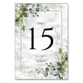 Numéro De Table Elégant bleu Dusty Eucalyptus Marbre vert (Dos)