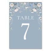Numéro De Table Elégant bleu Dusty Fleurs Floral Mariage (Dos)