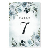 Numéro De Table Elégant bleu Dusty Floral Aquarelle Mariage Marine (Par défaut)
