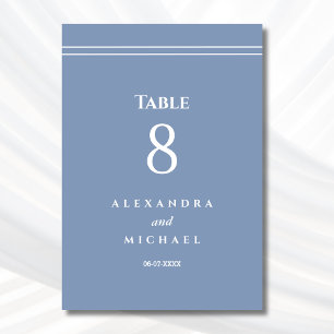 Numéro De Table Elégant bleu Dusty minimaliste Mariage moderne