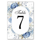 Numéro De Table Elégant bleu Fleur sauvage aquarelle Mariage flora (Dos)