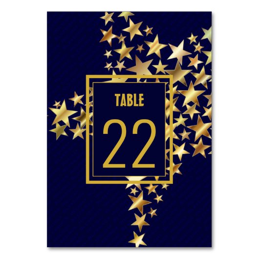 Numéro De Table Élégant bleu foncé | ÉTOILES D'OR | Festif (Par défaut)