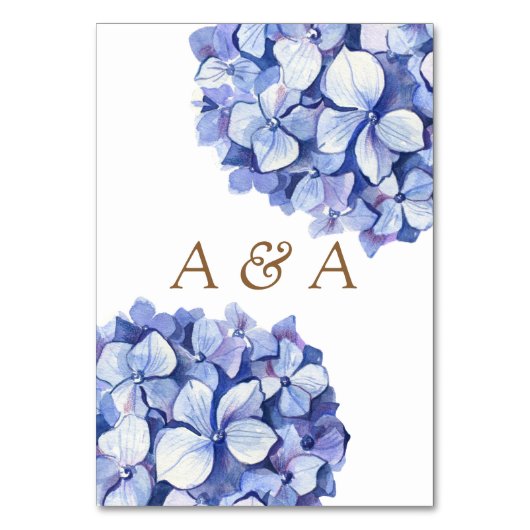 Numéro De Table Elégant bleu Hydrangea Floral Mariage Numéro de ta (Dos)