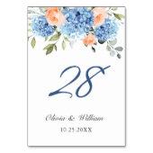 Numéro De Table Élégant bleu Hydrangea rose Rose Mariage (Dos)