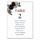Numéro De Table Elégant bleu marine bordeaux fleurs mariage (Par défaut)