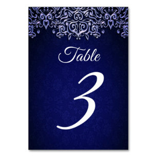 Numéro De Table Elégant bleu marine Damask Mariage d'hiver