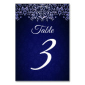 Numéro De Table Elégant bleu marine Damask | Mariage d'hiver (Dos)