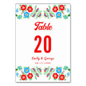 Numéro De Table Elégant bleu rouge Roses Botanique Floral Mariage (Dos)