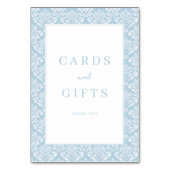 Numéro De Table Elegant Blue Damask Gratitude Card (Dos)