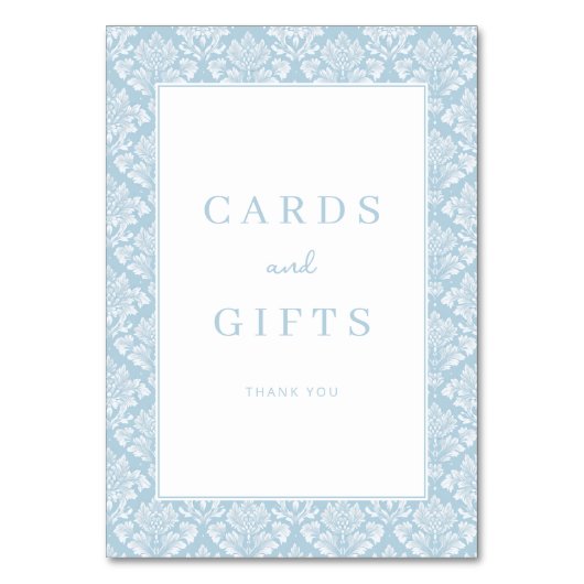 Numéro De Table Elegant Blue Damask Gratitude Card (Par défaut)