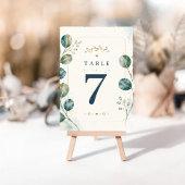 Numéro De Table Elegant Blue Eucalyptus Watercolor